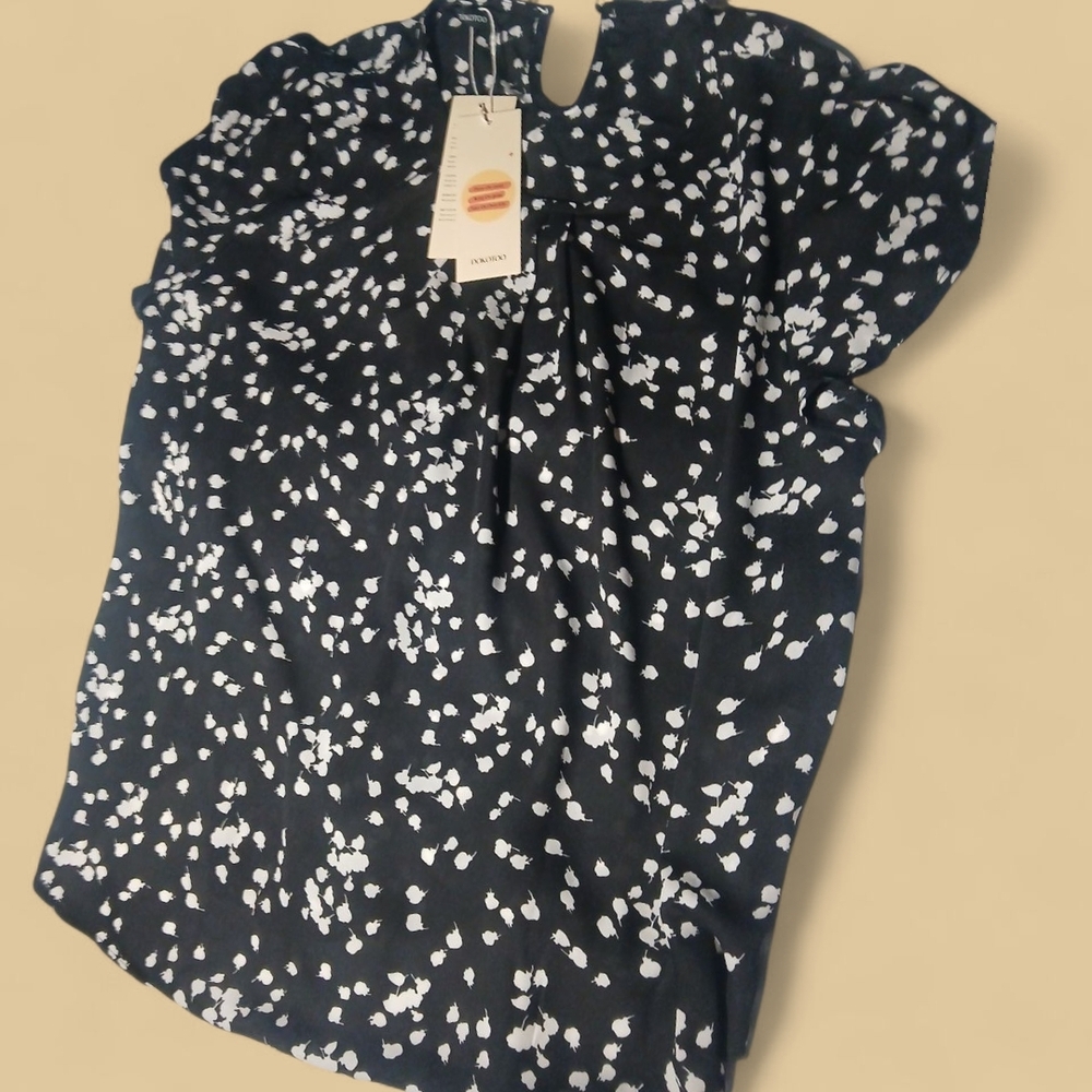 Monki Black and White Patterned Blouse